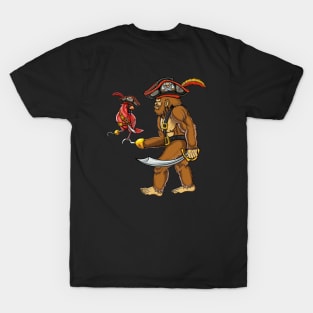 Bigfoot and red cardinal bird pirate T-Shirt